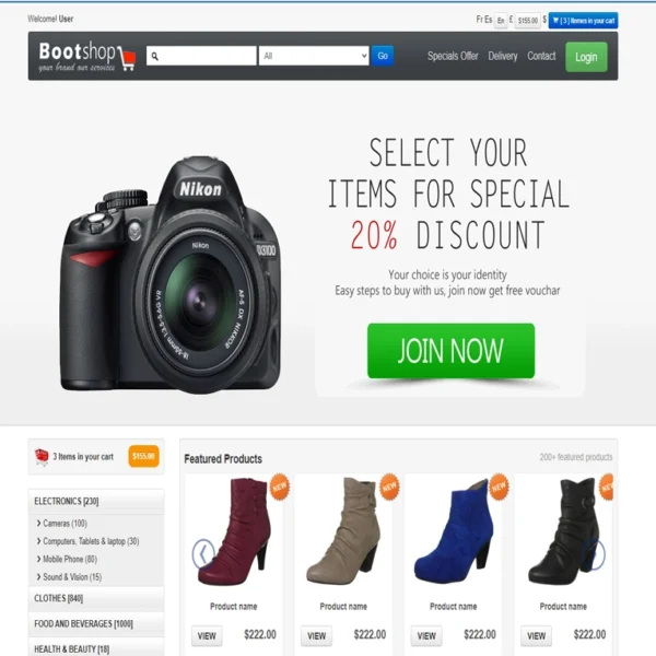 Bootshop - website template