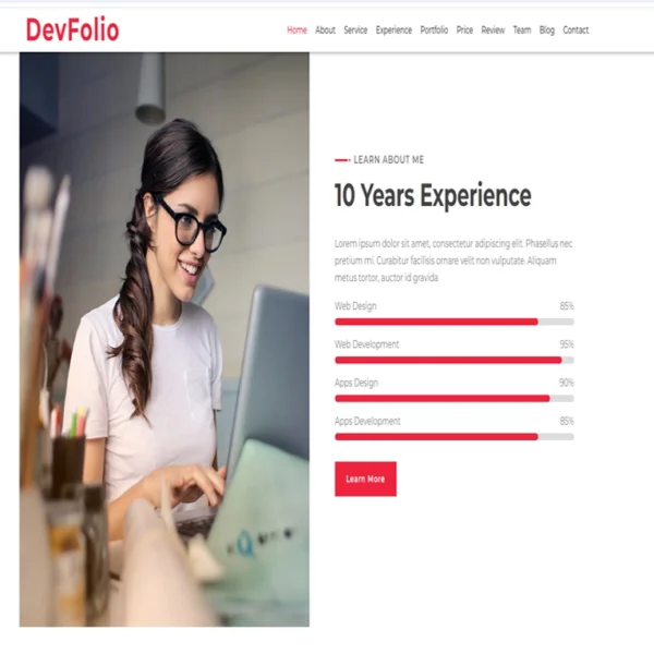 ⁦Devfolio –  website template⁩ - الصورة ⁦2⁩