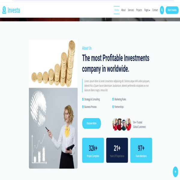 ⁦Investa  website template⁩ - الصورة ⁦2⁩